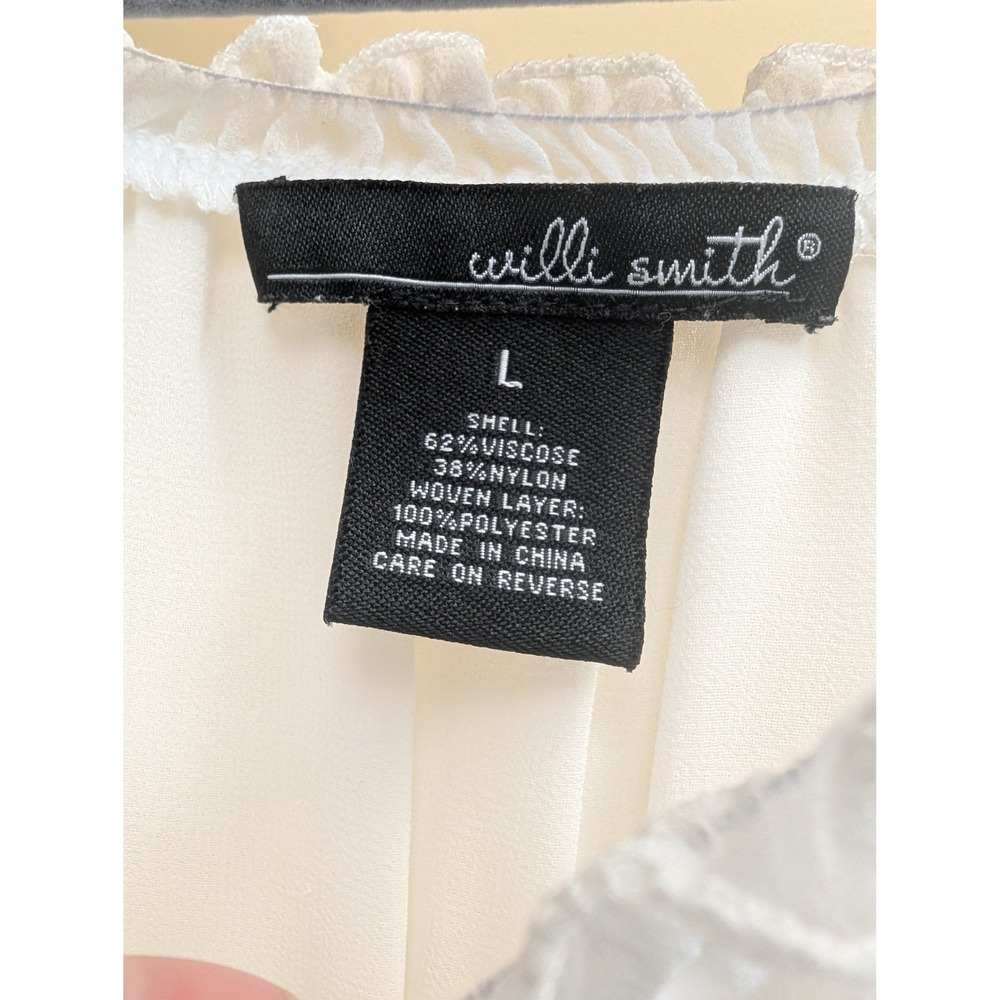 Willi Smith White Off-Shoulder Ruffle Top L Boho‎ Peasant Blouse Festival Beachy - Picture 3 of 8